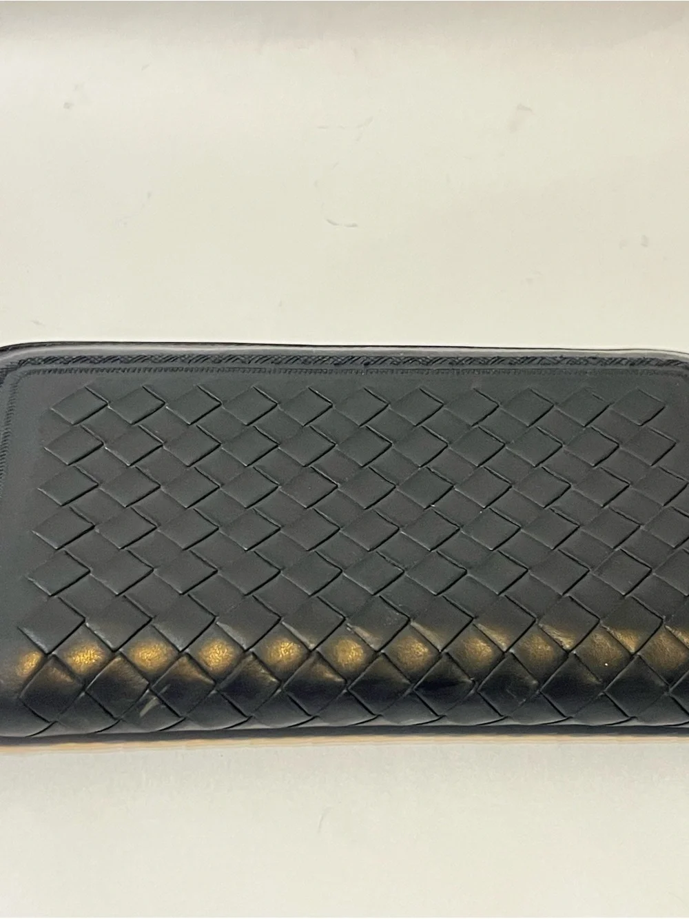 Bottega Veneta Intrecciato Woven Leather Zip Wallet Black 🇮🇹